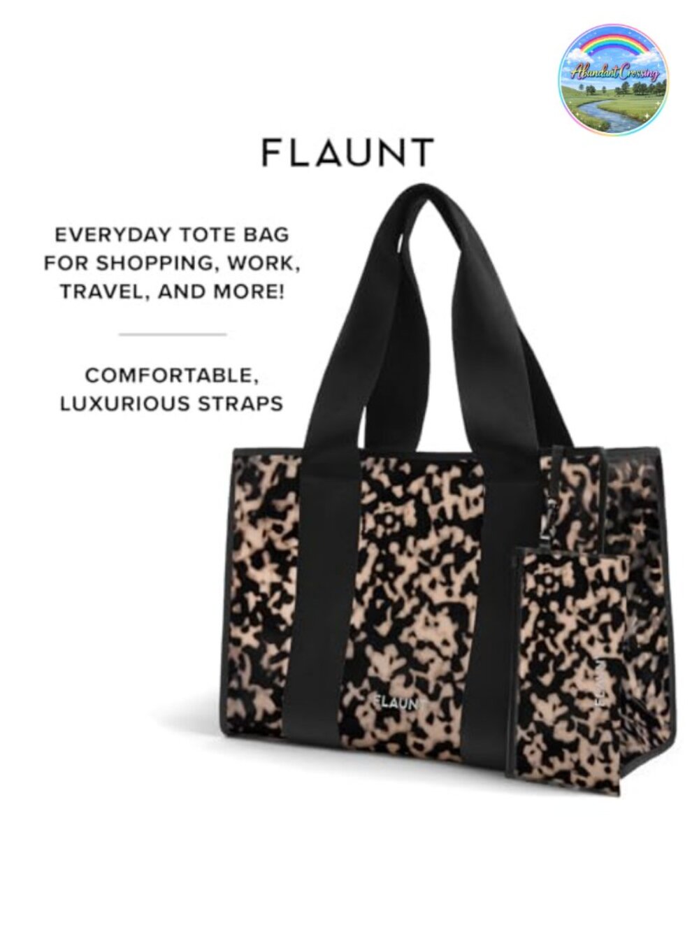Faux Blonde Tortoise Shell Everyday Tote with Phone Pouch - Picture 2 of 4